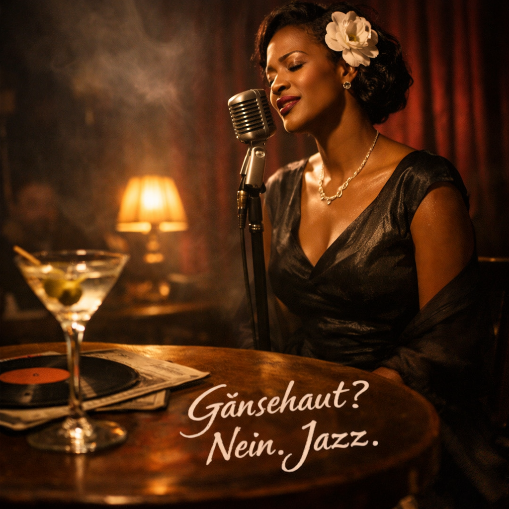 Jazziges Musikmoment zu Billie Holiday mit warmer Bühnenstimmung und nostalgischem Flair