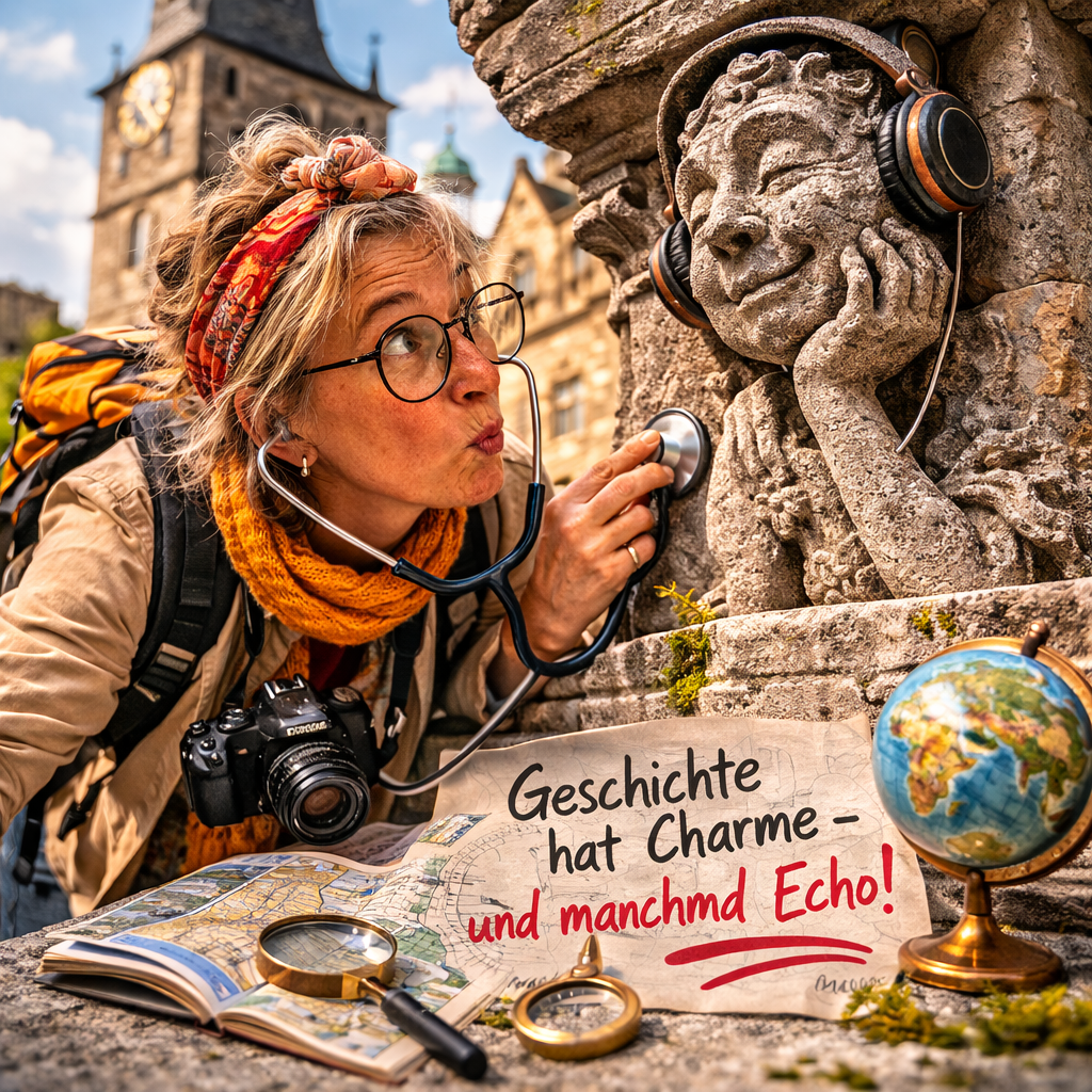 Fotorealistisches und augenzwinkerndes Musikmoment zum Internationalen Denkmaltag mit eindrucksvollem Bauwerk